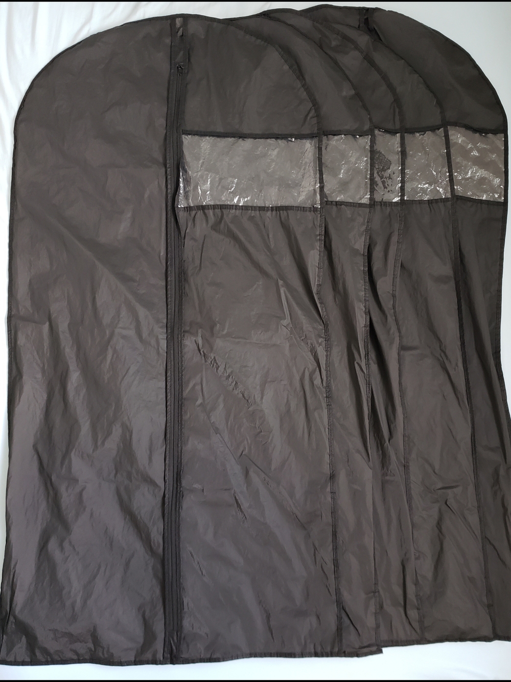 5pc Black Garment Bag Set Travel Cover w Clear ID Window Storage